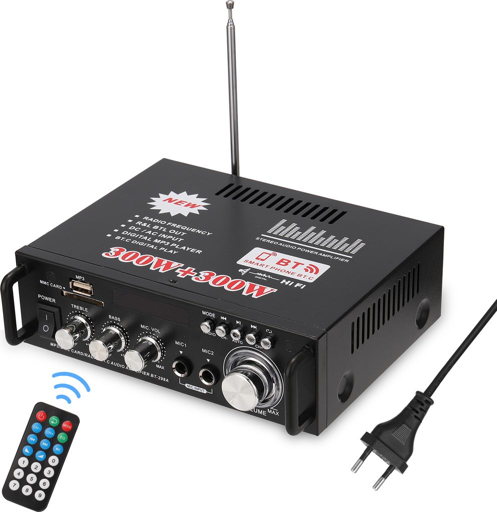 12 V / 220 V Mini 2CH LCD Display HIFI Audio Stereo Leistungsverst?rker BT FM Radio Tragbare Car Home 600 Watt Fernbedienung Audio Verst?rker