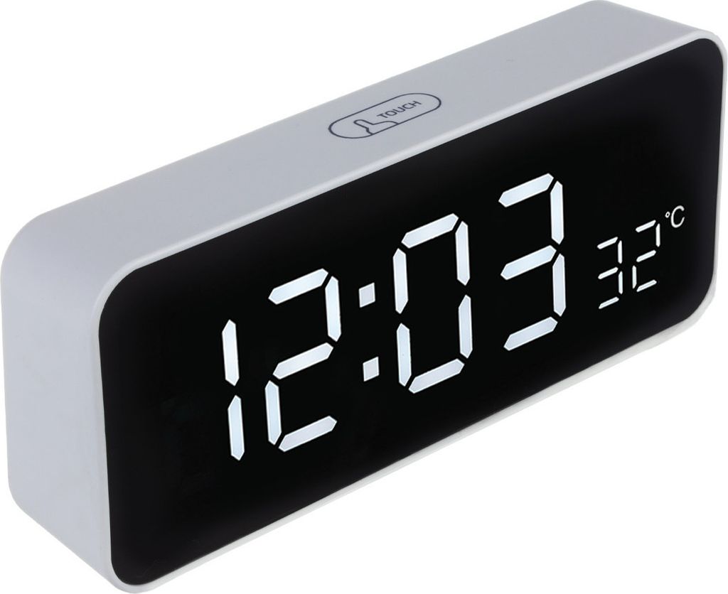 GreenBlue GB397 Wecker Doppelalarm Schlummerfunktion 5min USB Temperaturanzeige Countdown 12/24h Weiß Touch LCD Uhr Schlafzimmer Büro