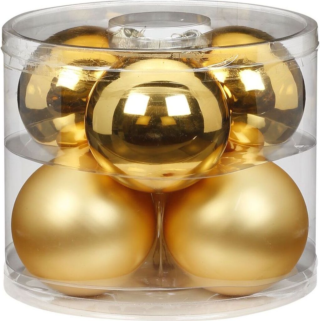 Weihnachtskugeln Glas 10cm, 6 Stück, Farbe:Inkagold glanz / Produktbild 