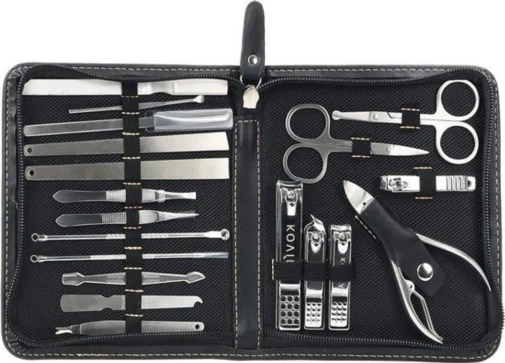 Kit manucure de voyage 19 pièces acier inox pour entretien des ongles