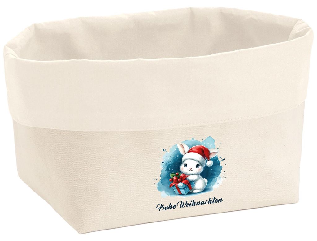 Huuraa Organizer Süßer Hase Frohe Weihnachten 3 Liter Medium Canvas Baumwolle Utensilo Geschenkidee