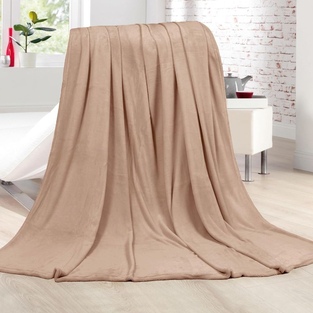 Kuscheldecke Cashmere Touch 150x200cm ( Camel ) Flauschige Wohndecke für Sofa, Couch und Bett, Tagesdecke - Sofaüberwurf