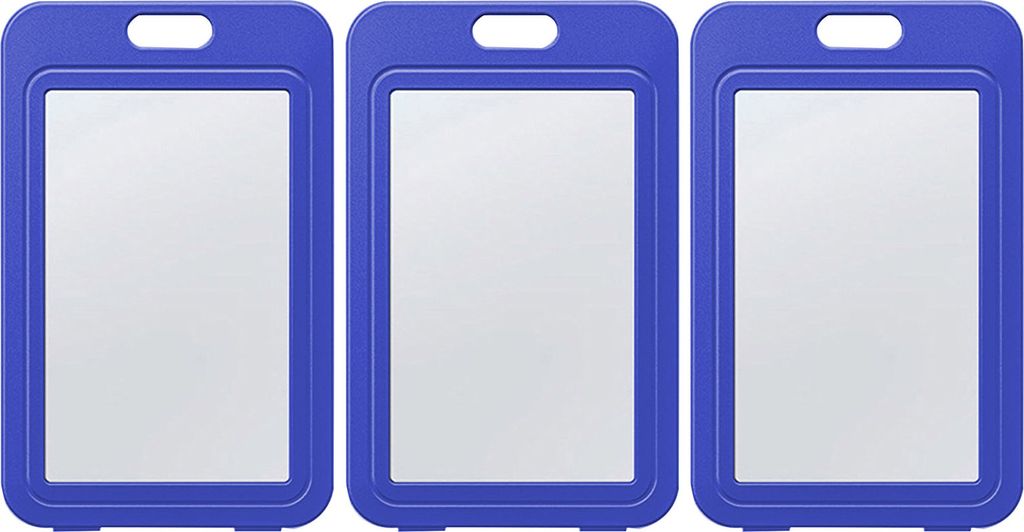 3-teiliger Ausweishalter mit doppelseitigen Fenstern, horizontal, hartes, transparentes Kunststoffgehäuse, Büro-Ausweisschutz