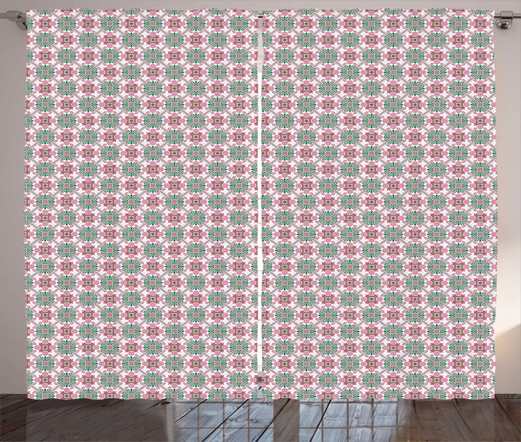 Rideaux universels pour salon style mosaïque bohème 280x225cm
