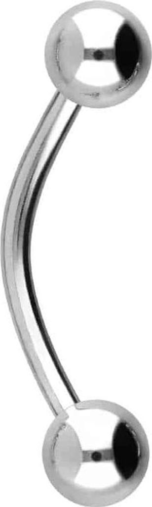 Bauchnabel-Piercing, Rook Piercing Titan Banane Silber Stablänge: 11mm + Stabstärke: 1,2mm + Kugelgröße: 4mm