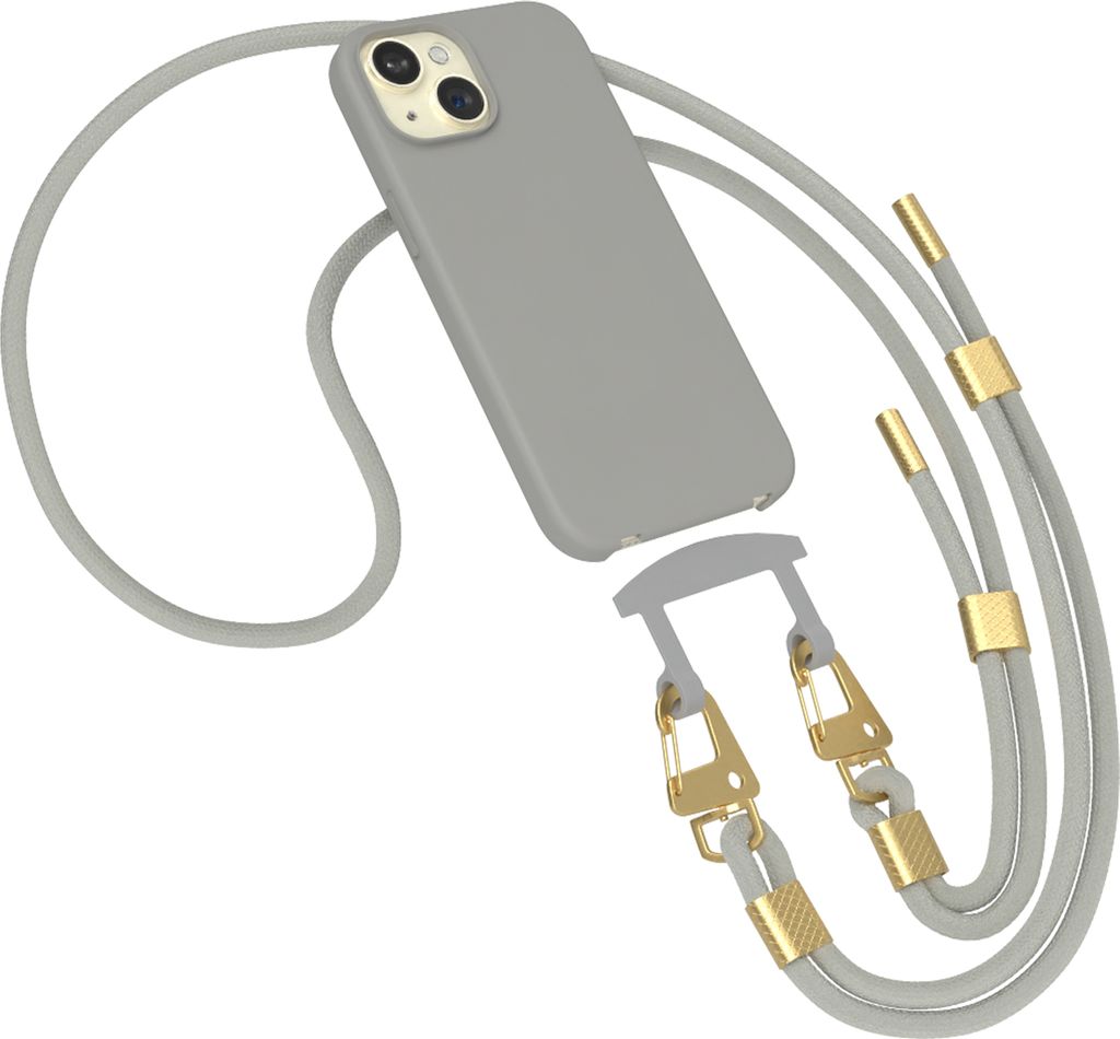 EAZY CASE - 2in1 Handyhülle mit Band kompatibel mit Apple iPhone 15, Silikonhülle zum Schutz, stoßfester Fallschutz, Umhängeband mit Hülle in ...