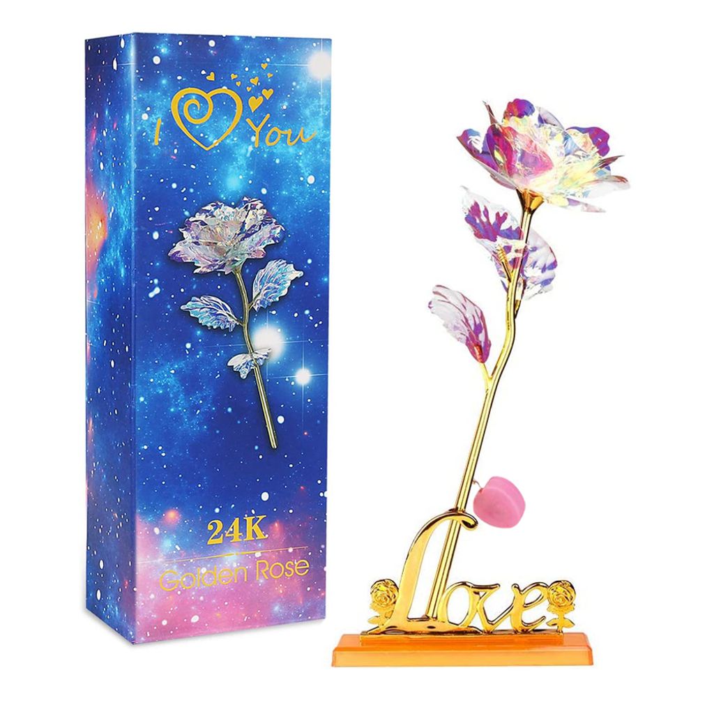 PREUP 24k Gold Rose Handgefertigt Konservierte mit Geschenkbox für Frau Freundin/Geburtstag/Hochzeitstag/Jahrestag Künstliche Rose