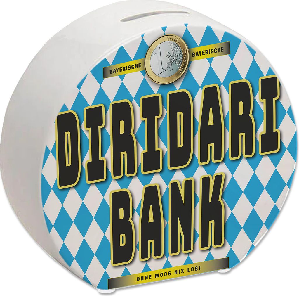Diridari Bank Bayernflagge Spardose mit Spruch Ohne Moos nix los