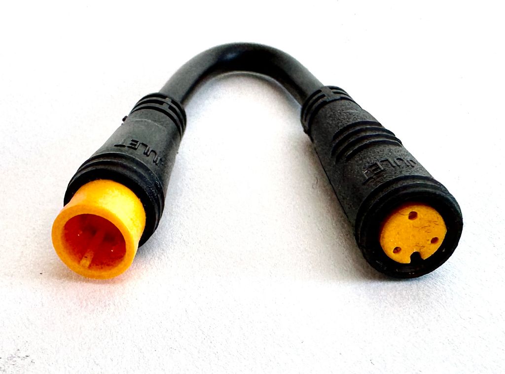 HIGO / Julet Verlängerungskabel 5,5 cm für Ebike, 3 PIN weiblich zu männlich, gelb