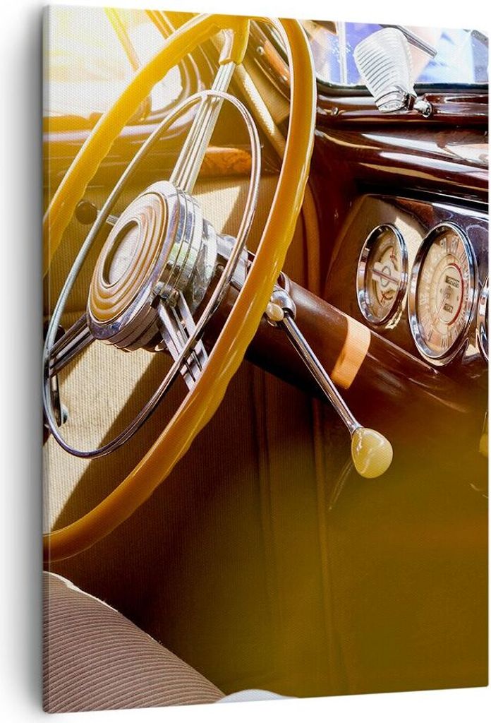 Bild auf Leinwand - Leinwandbild - Einteilig - Auto Retro Vintage - 50x70cm - Wand Bild - Wanddeko - Wandbilder - Leinwanddruck - Wanddekoration - ...