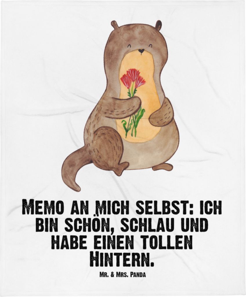 Mr. & Mrs. Panda Babybettdecke Otter Blumenstrauß - Weiß - Geschenk, Seeotter, Süß, Schlummerdecke, Schmusedecke, Erstlingsdecke, Achtsamkeit, ...