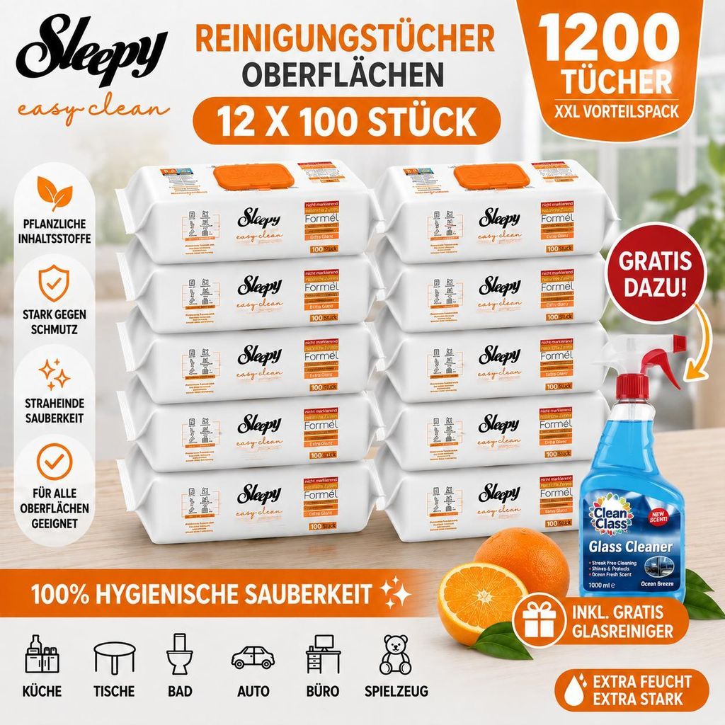 Sleepy Easy Clean Oberflächenreinigungstücher – 12x100 Produktbild 