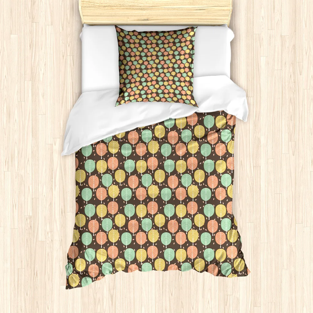 Copripiumino Foglie Autunnali ABAKUHAUS 135x200 Set Letto Singolo