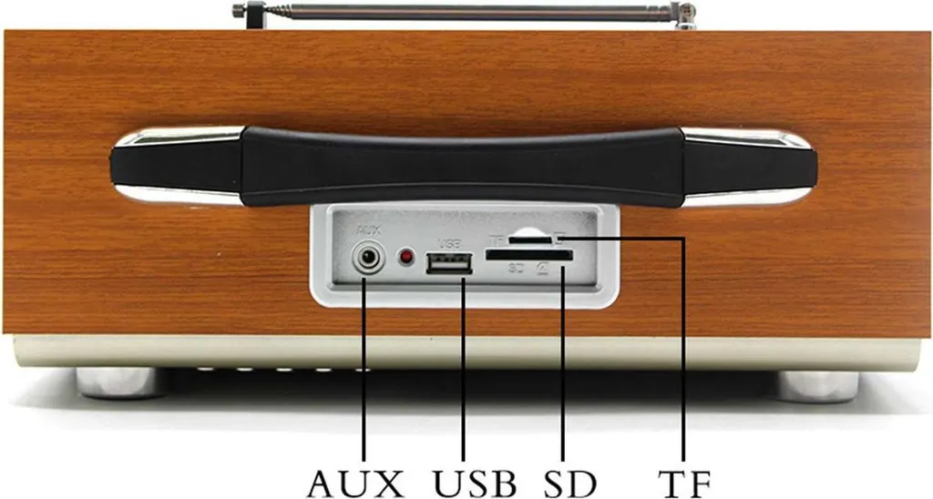 Radio portable rechargeable facile à utiliser enceinte bois Bluetooth LED - 2