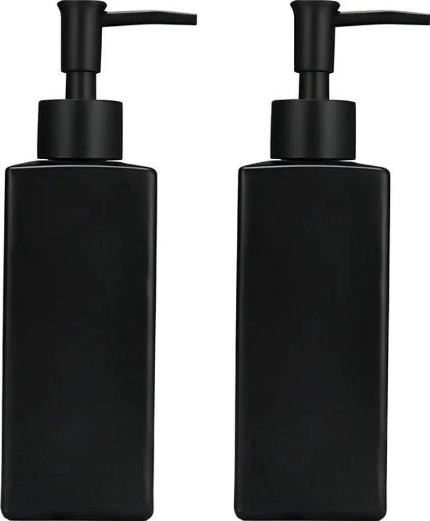 Distributeur savon liquide noir 350ml, pompe anti-goutte haute qualité