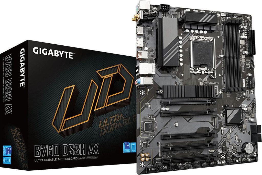 Gigabyte B760 DS3H AX - 1.X - Motherboard - ATX - LGA1700-Sockel - B760 Chipsatz - USB-C 3.2 Gen 2x2, USB 3.2 Gen 2, USB 3.2 Gen 1 - Gigabit LAN, W...