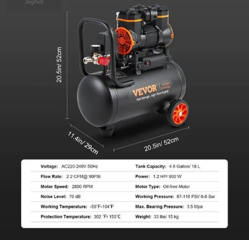 Compresseur 900W silencieux 70dB pour travailler sans nuisances
