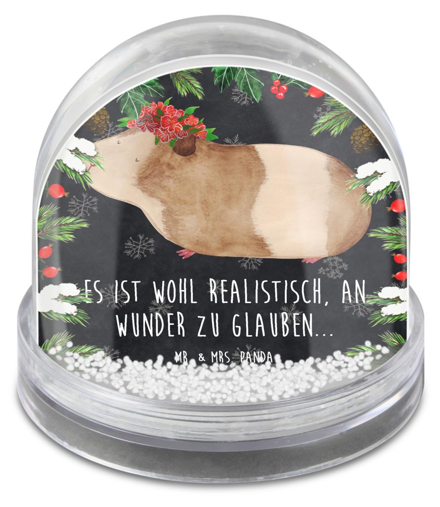 Mr. & Mrs. Panda Schneekugel Weihnachten Meerschweinchen Weisheit - Kreidetafel - Geschenk, schnee kugel, wohnaccessoire, Spruch, Lustige Sprüche,...