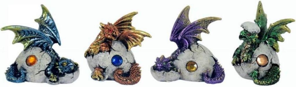 4er Set Babydrachen im Ei