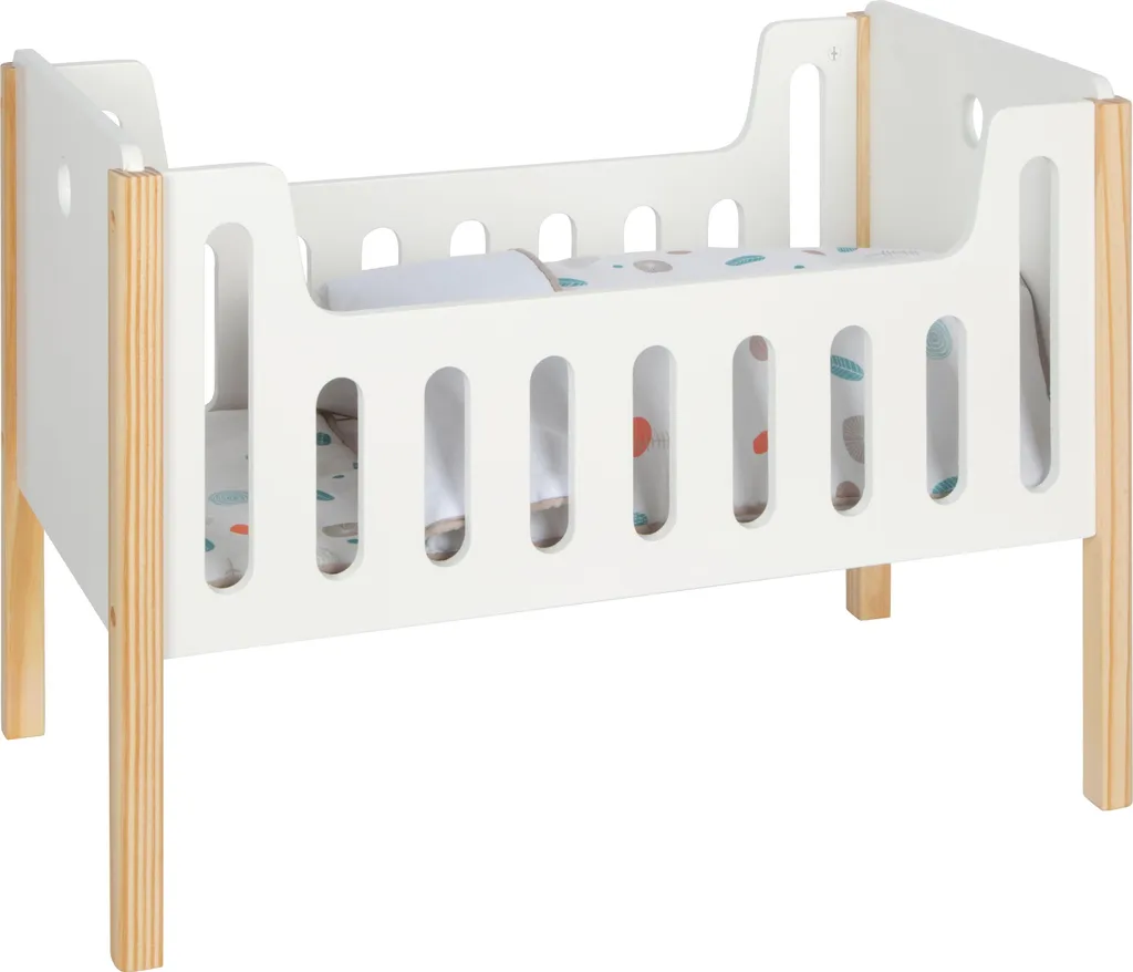 Small Foot Lit de poupée en bois Little Button - Design Scandinave Blanc