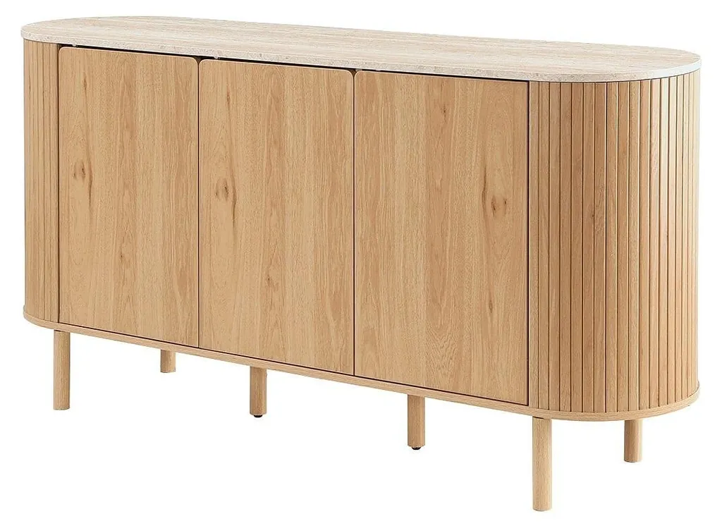 Buffet Design Helios 160 cm : Rangement Chic et Plateau Travertin