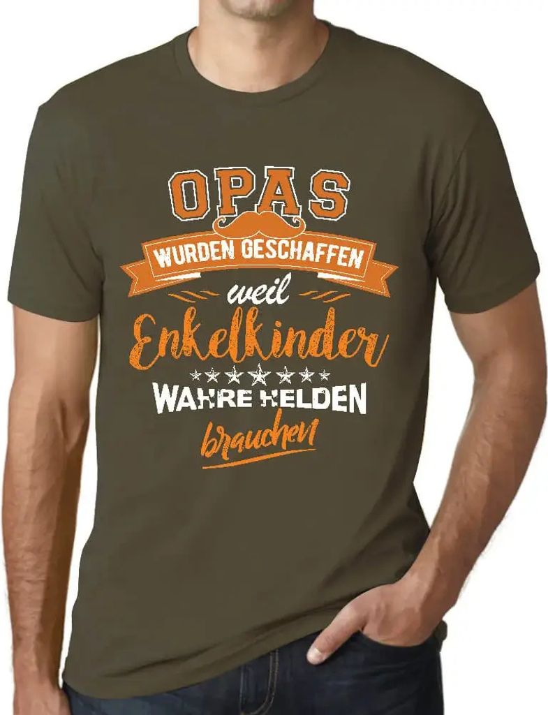 Herren Grafik T-Shirt Enkelkinder Wahre Helden Brauchen Legende Opas Öko-Verantwortlich Vintage Jahrgang Kurzarm Lustige Druck Geburtstag Geschenk