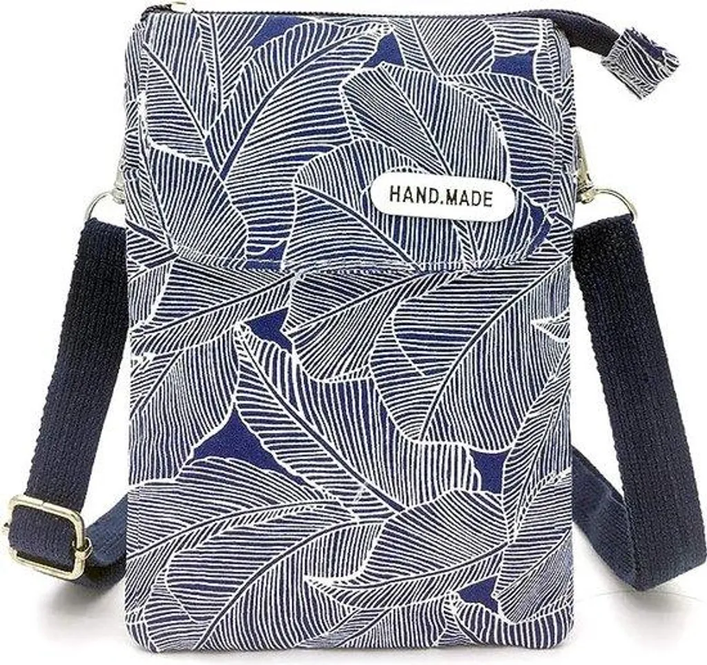 Petit sac bandoulière multifonction avec poches zippées, coloris bleu