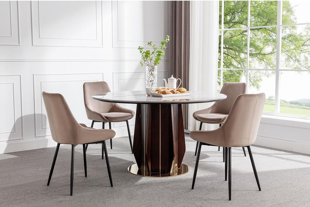 Satz von 6 Stühlen MASURIE - Velours - Farbe taupe