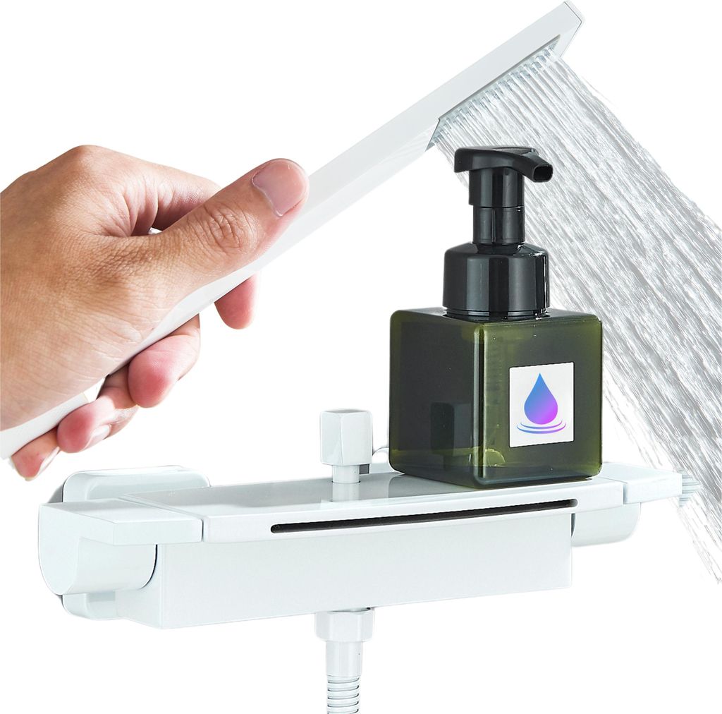 Ari Waterfall Wand-Waschtischarmatur Weiß Messing Keramik