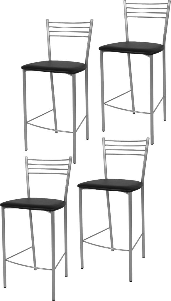 t m c s Tommychairs - 4er Set moderne Barhocker ELENA für Küche und Esszimmer, robustes Gestell aus lackiertem Stahl, Farbe Aluminium, gepolstert...