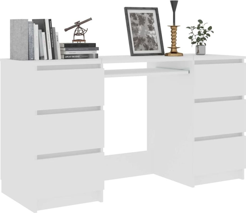 "2026 Aktion"Schreibtisch/Büro-Möbel - CLORIS - Computertisch moderner - Weiß 140x50x77 cm Holzwerkstoff - DEMöbel2970846