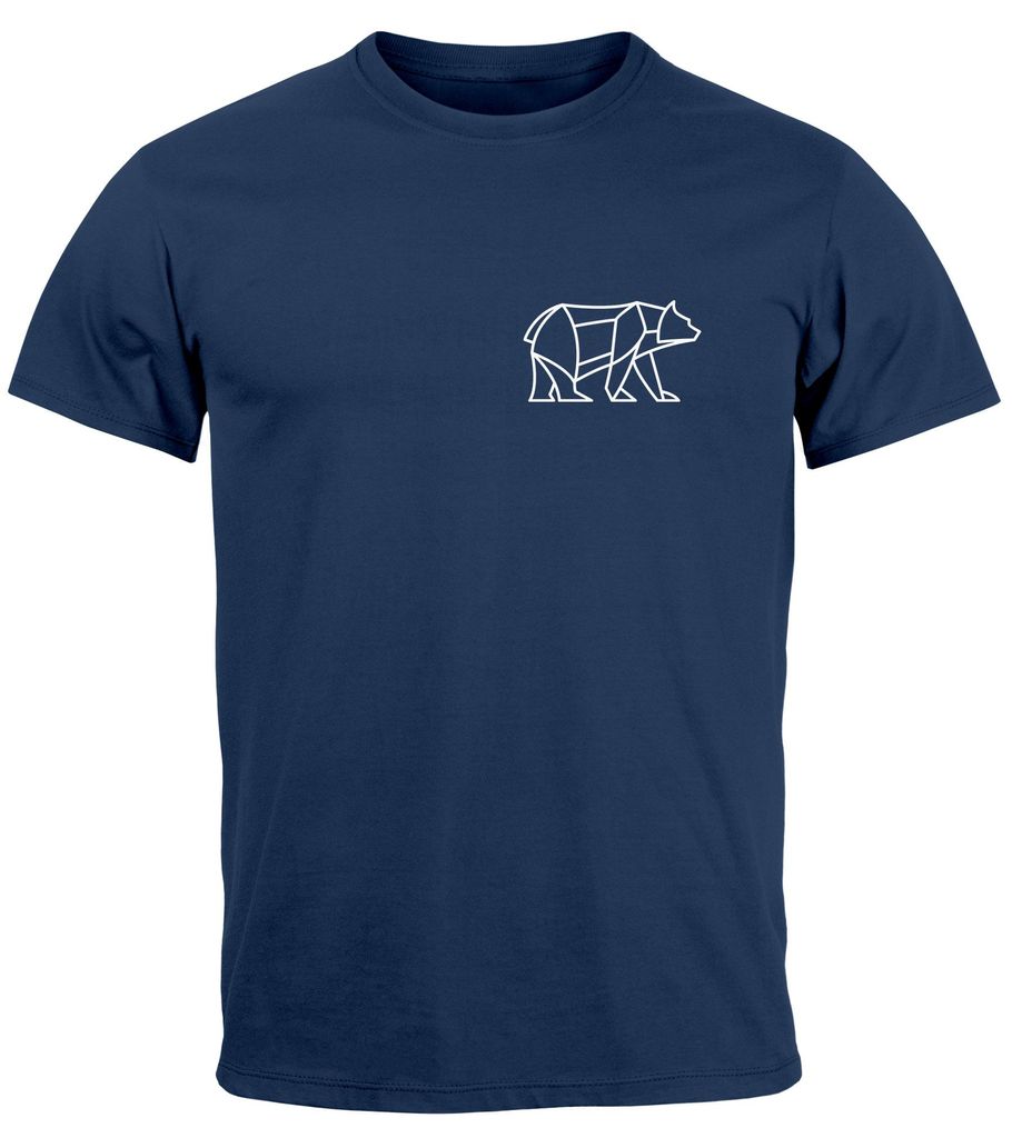 Herren T-Shirt Polygon Design Print Bär Natur Outdoor Fashion Streetstyle Neverless Polygon 2 navy M