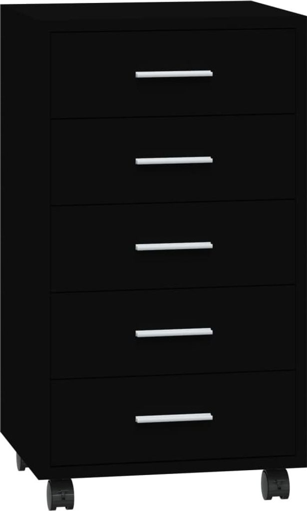 vidaXL Cassettiera con rotelle in legno nero Immagine del prodotto 
