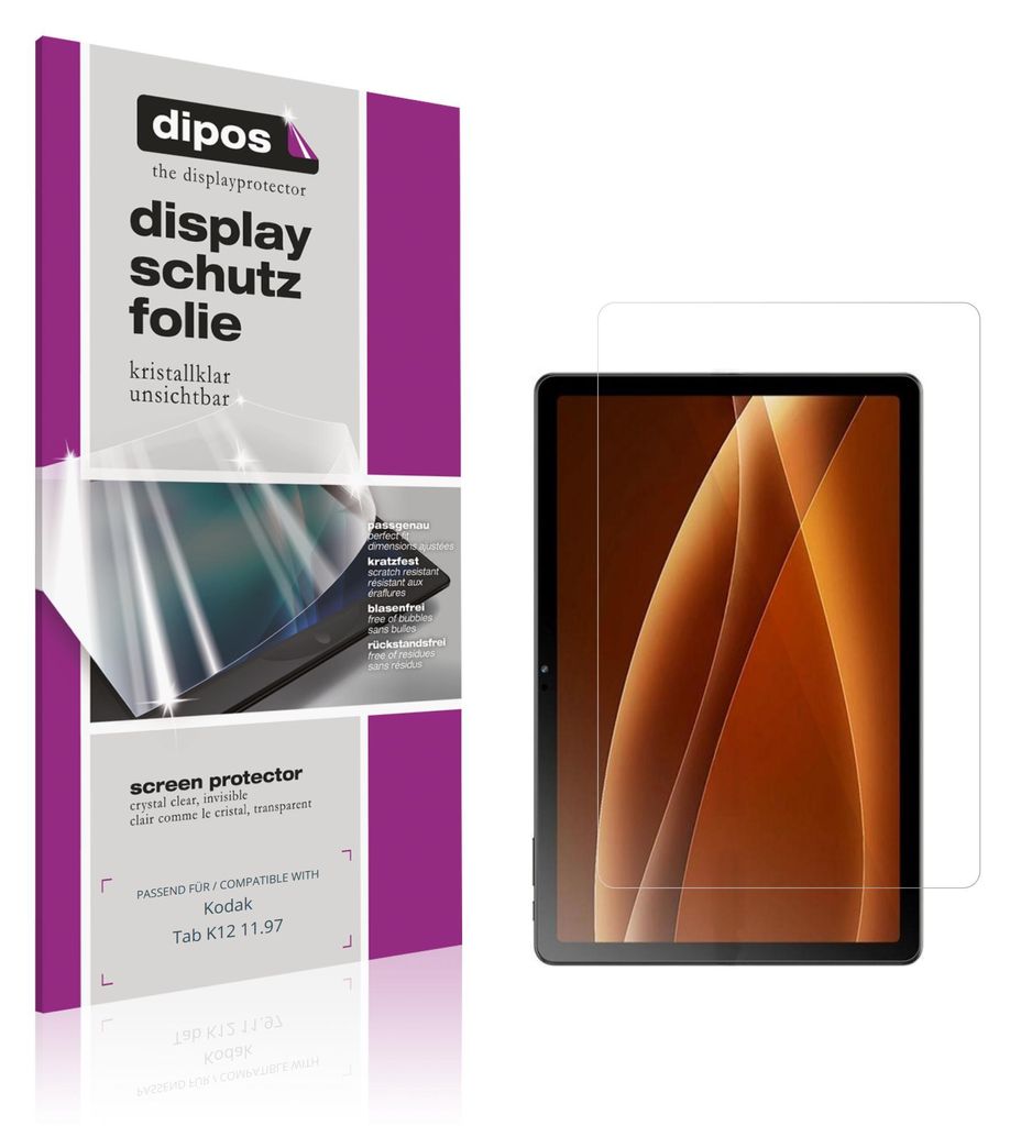 2x Schutzfolie für Kodak Tab K12 11.97 klar Displayschutzfolie Folie Display Schutz dipos