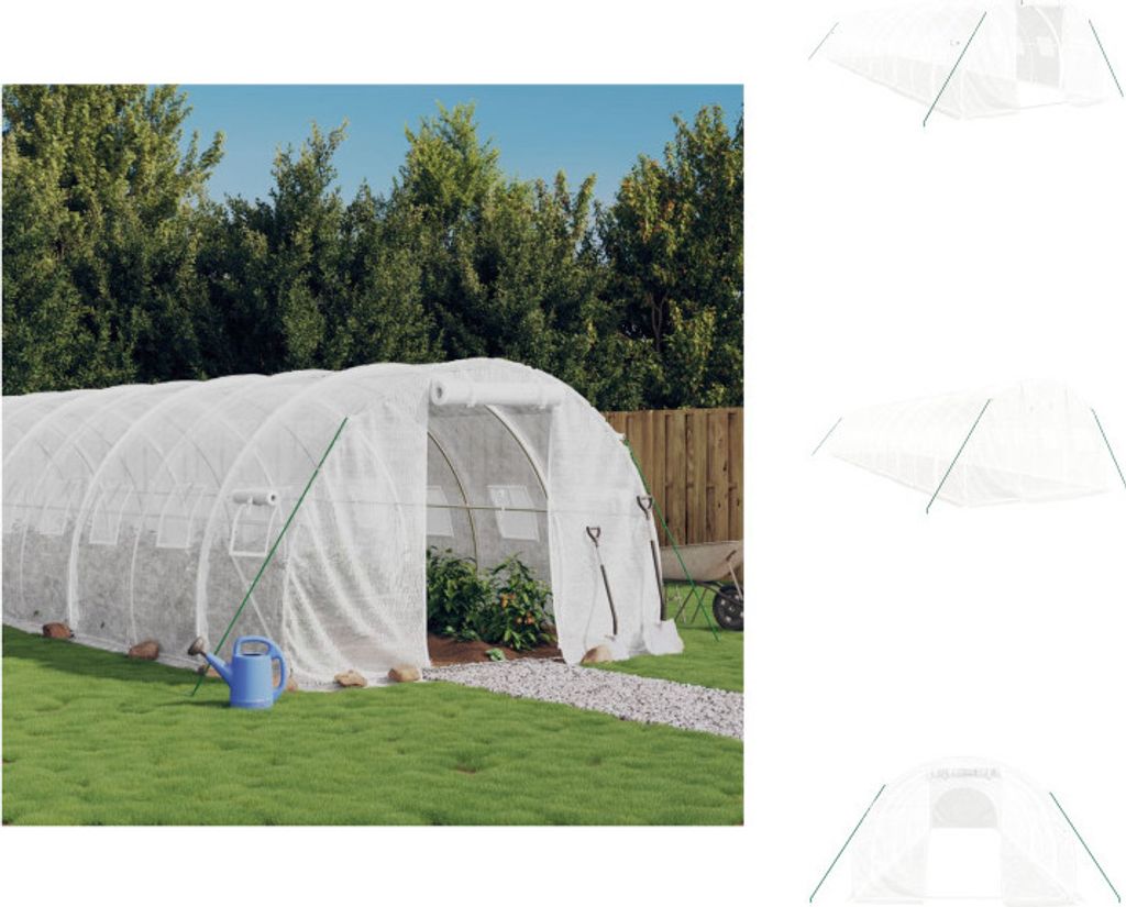 vidaXL Gewächshaus mit Stahlrahmen Weiß 36 m² 12x3x2 m - Gewächshäuser
