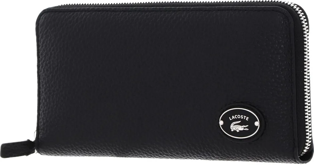 Portefeuille Lacoste Origin Croc Zip Wallet cuir noir grainé luxe