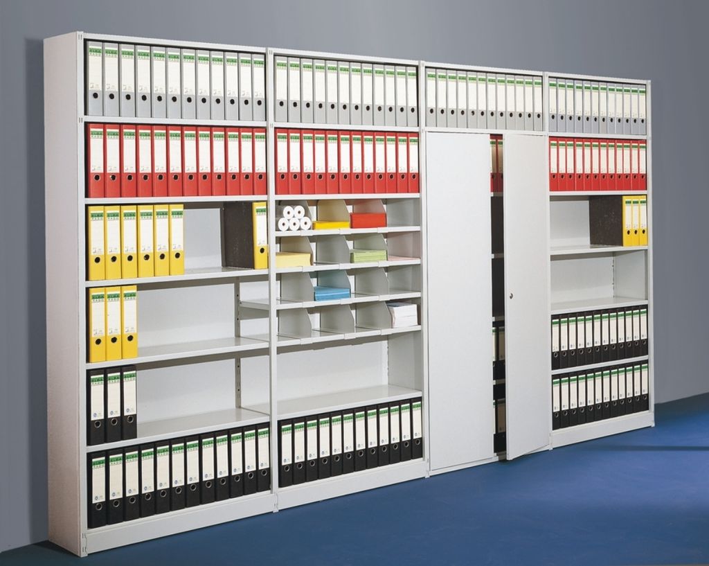 Steckregal mit Rückwand, Anbaufeld, 7 Fachböden, 6 OH, BxTxH 750x600x2250 mm, lichtgrau