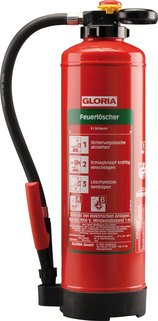 GLORIA Schaum-Aufladefeuerlöscher SK6PRO mit