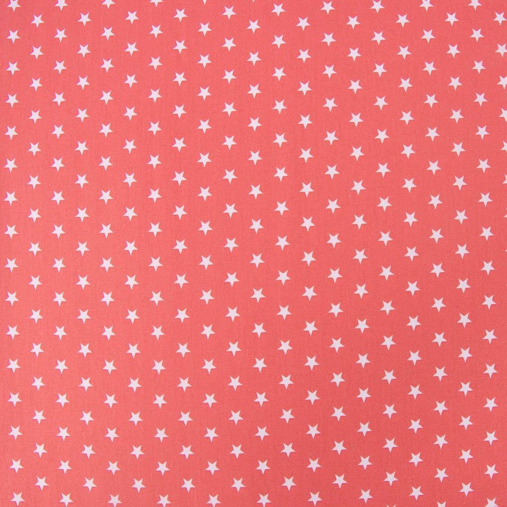 Baumwollstoff Meterware Sterne ca. 1x koralle weiß 1cm 1,40m