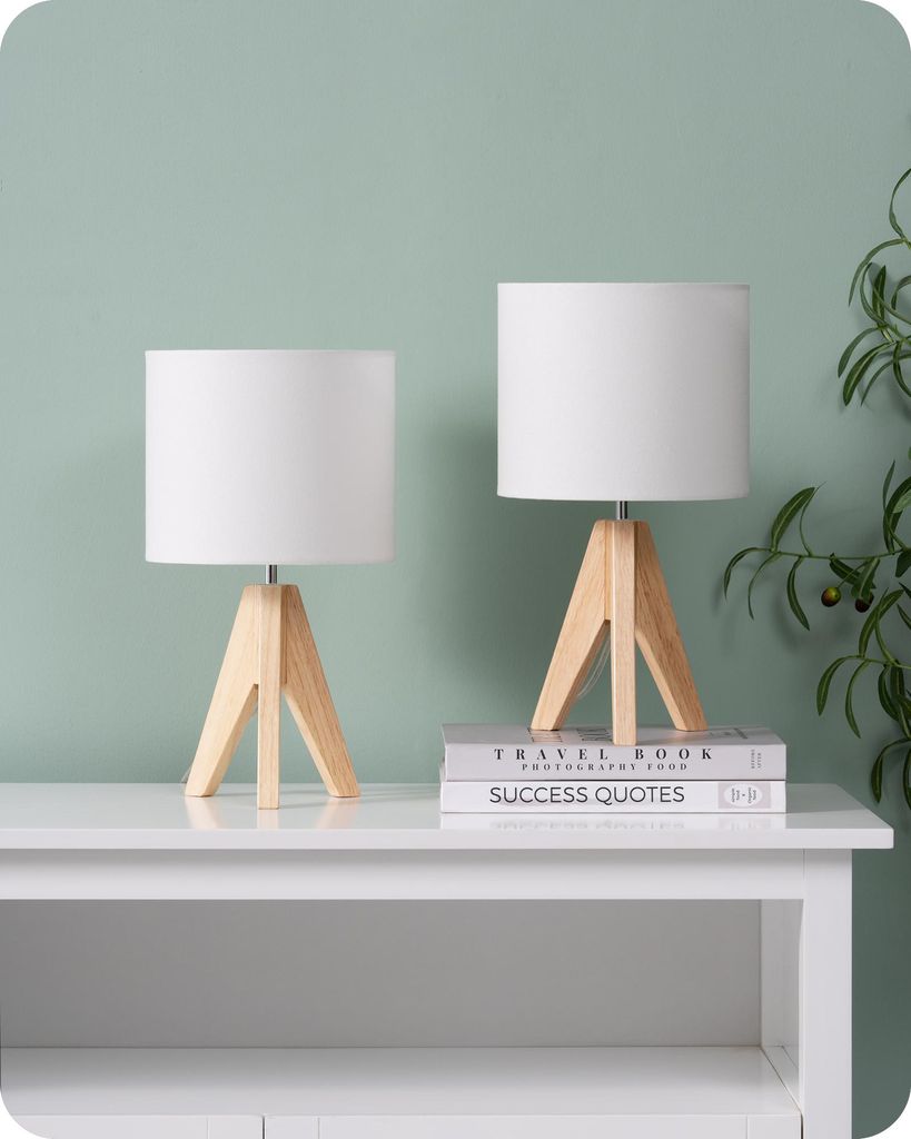 EDISHINE 2er Set Nachttischlampe Holz, LED-Tischlampe inkl. Produktbild 