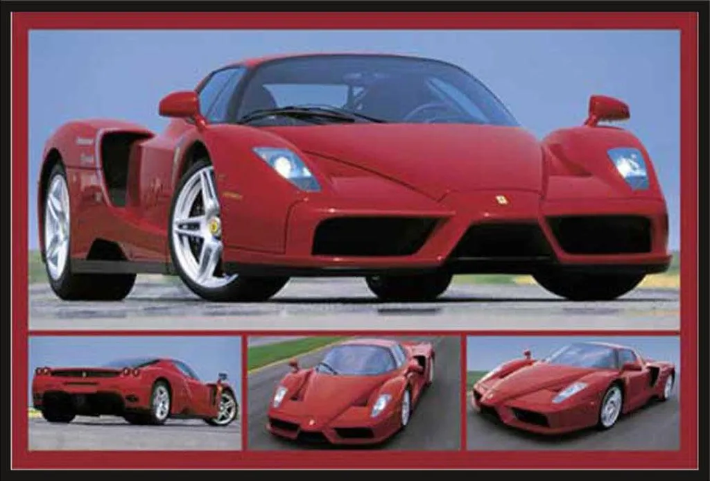 Affiche Ferrari Hommage à Enzo avec Cadre Shinsuke Prêt à Suspendre