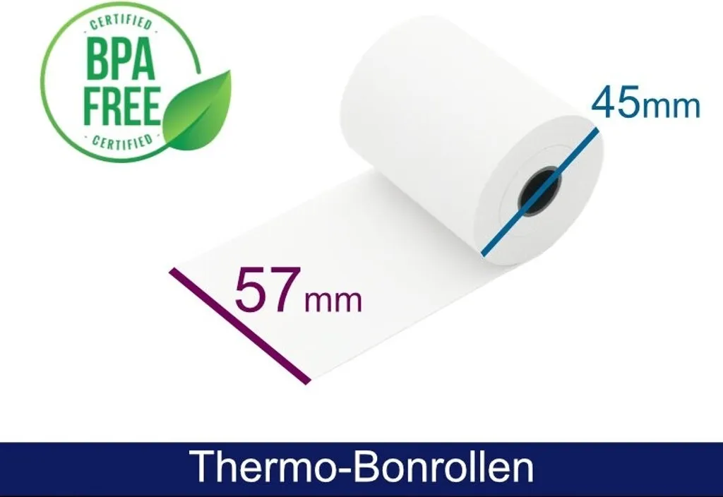 Rouleau Thermique 57x45x12 mm Blanc 25m pour Caisse et TPE - Lot de 50