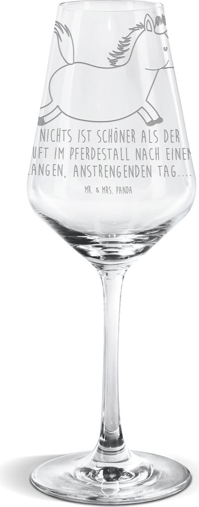Mr. & Mrs. Panda Weinglas Pferd Springen - Transparent - Geschenk, Für Weißwein, Pferdestall, Glas, wein, Bauernhof, Stall, Reiten, Pferde, Weiß...