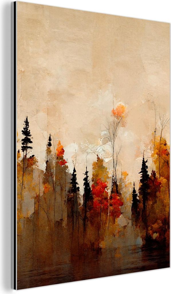 MuchoWow Wanddekoration Metall Metallbild Wandkunst 30x40 cm Natur - Bäume - Kunst - Braun - Beige MuchoWow Aluminium Gemälde - Bilder