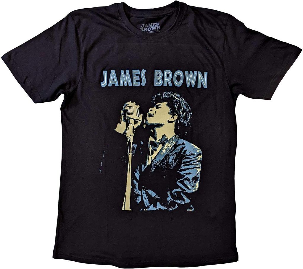 James Brown - "Holding Mic" T-Shirt für Herren/Damen Uni RO5588 (S) (Schwarz)