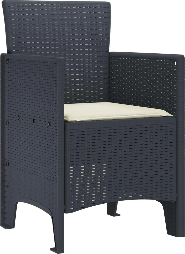 Set 2 Sedie vidaXL Grigio Antracite 53x49x85 cm Polipropilene Esterno