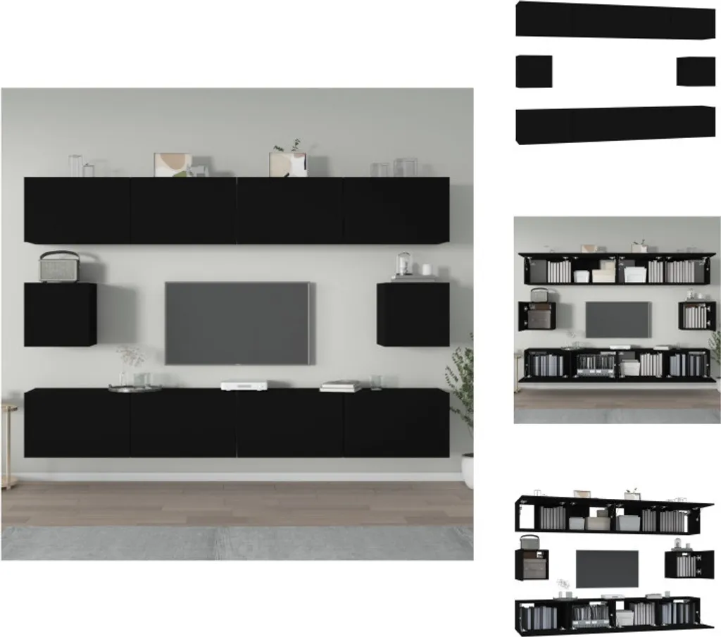 Rangement TV Noir : Ensemble 6 Pièces pour un Salon Enfin Ordonné