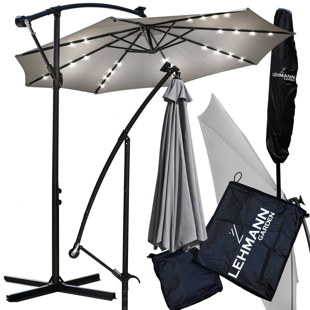 Parasol ogrodowy LEHMANN FLASH z lampkami solarnymi, Zdjęcie produktu 