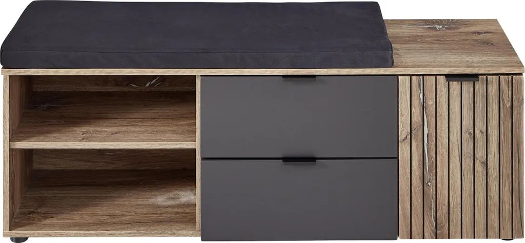 Banc Lydias Flagstaff Oak Umbria - Meuble d'Entrée Chic 134x51x38 cm
