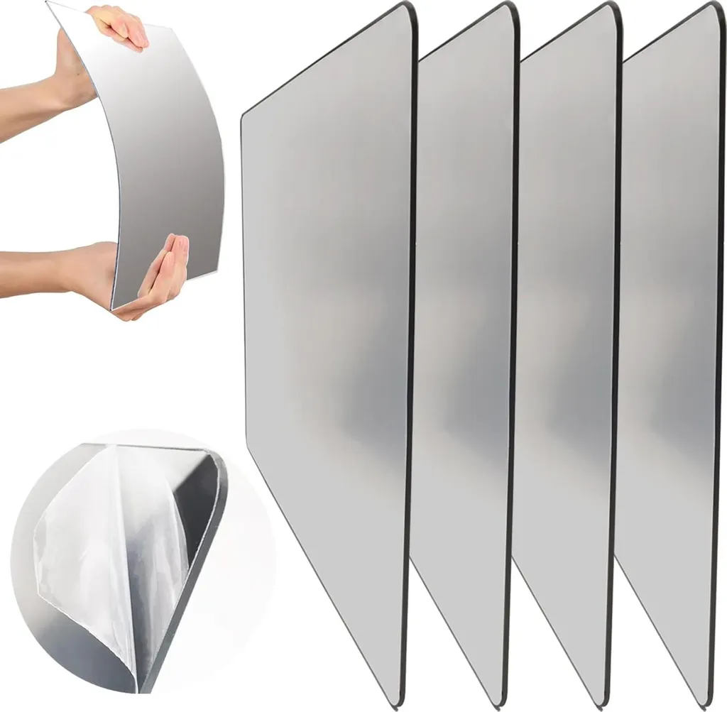 Miroir autocollant pour porte et armoire - 4 stickers acrylique 30x20cm